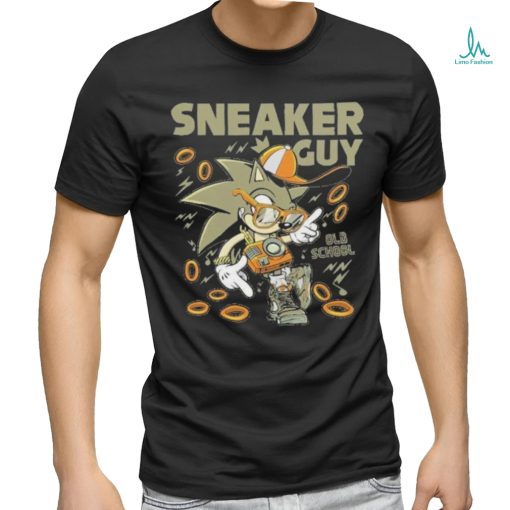 Sonic wear a hat, glasses, camera chain and Jordan 5 sneaker guy shirt