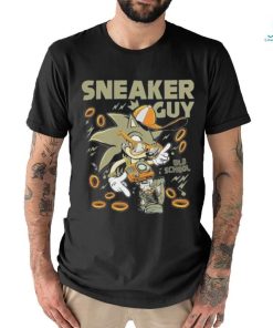Sonic wear a hat, glasses, camera chain and Jordan 5 sneaker guy shirt