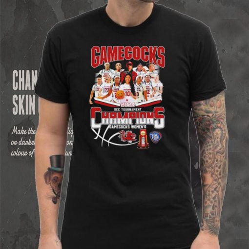 South Carolina Gamecocks 2024 SEC Tournament Champions women’s basketball signatures logo shirt