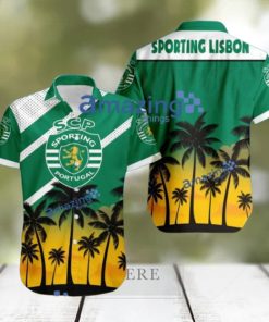 Sporting Lisbon FC Logo Button Down Hawaiian Shirt Hip Summer Trend