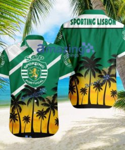 Sporting Lisbon FC Logo Button Down Hawaiian Shirt Hip Summer Trend