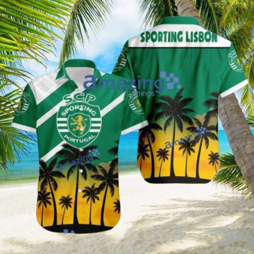 Sporting Lisbon FC Logo Button Down Hawaiian Shirt Hip Summer Trend