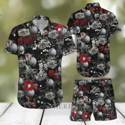 Star Wars With Red Flower Flower Hawaiian Shirt, Short Unique Gift