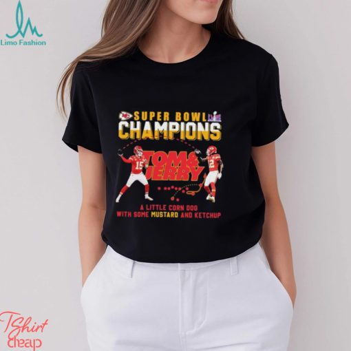 Super Bowl LVIII Champions Tom And Jerry Mustard Travis Kelce And Patrick Mahomes Shirt