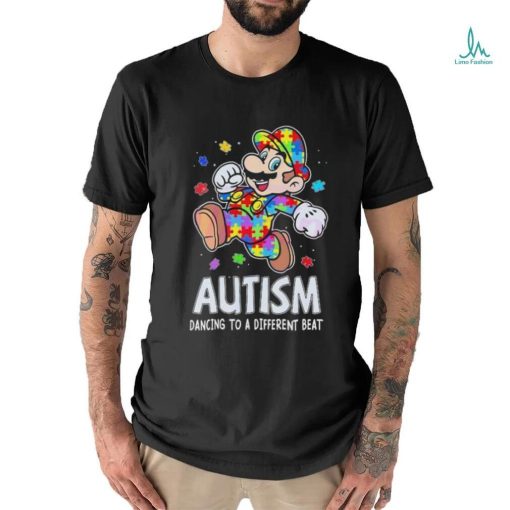 Super Mario Autism Dancing To A Different Beat puzzle shirt