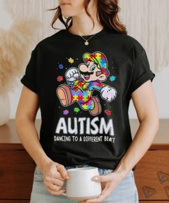 Super Mario Autism Dancing To A Different Beat puzzle shirt