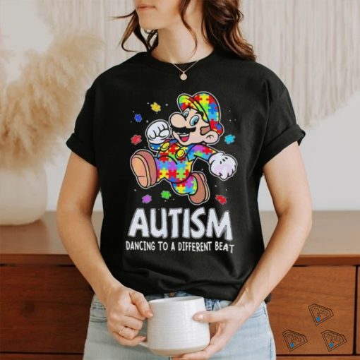 Super Mario Autism Dancing To A Different Beat puzzle shirt