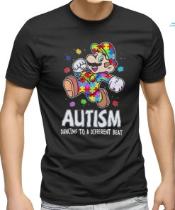 Super Mario Autism Dancing To A Different Beat puzzle shirt