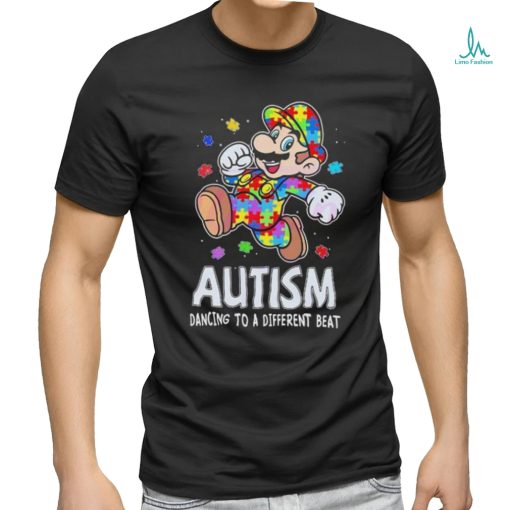 Super Mario Autism Dancing To A Different Beat puzzle shirt