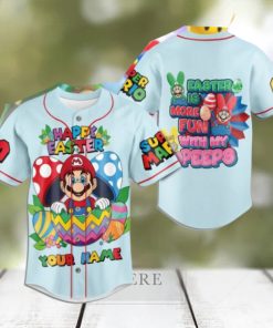 Super Mario Happy Easter Custom Baseball Jersey