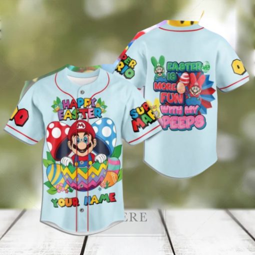 Super Mario Happy Easter Custom Baseball Jersey