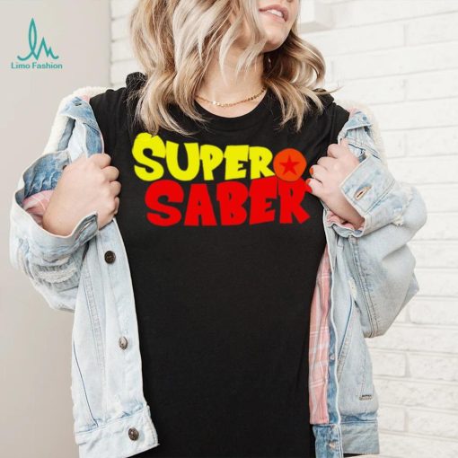 Super Saber professional wrestler logo shirt