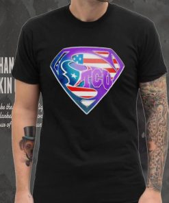 Superman Sports Houston Texans and Tcu Horned Frogs Logo shirt