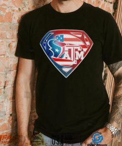 Superman Sports Houston Texans and Texas A&M Logo shirt