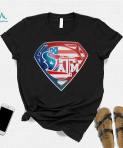 Superman Sports Houston Texans and Texas A&M Logo shirt