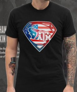 Superman Sports Houston Texans and Texas A&M Logo shirt