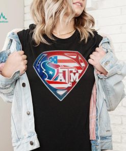 Superman Sports Houston Texans and Texas A&M Logo shirt