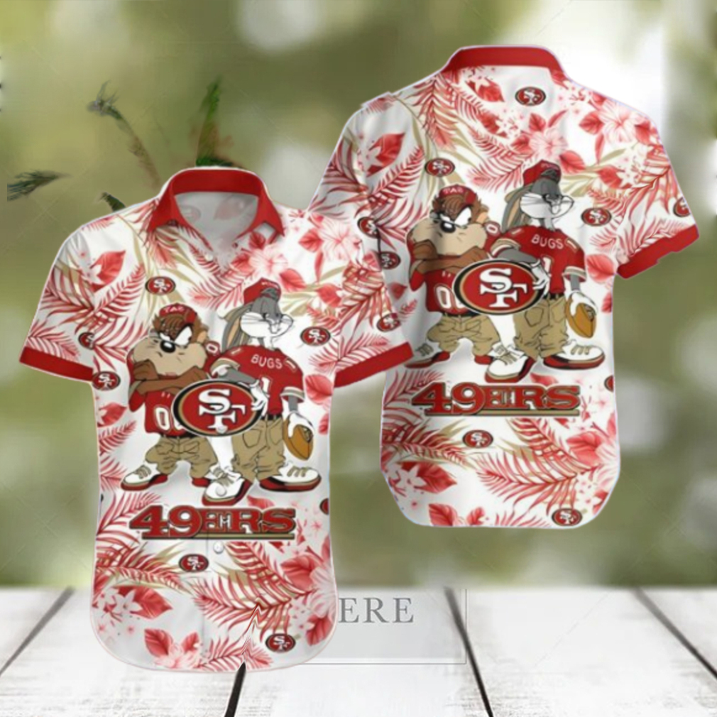 Taz And Bugs San Francisco 49ers Hawaiian Shirt For NFL Team Taz And Bugs San Francisco 49ers Hawaiian Shirt For NFL Team
