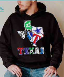 Texas city 4 team sports logo map shirt