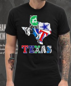 Texas city 4 team sports logo map shirt