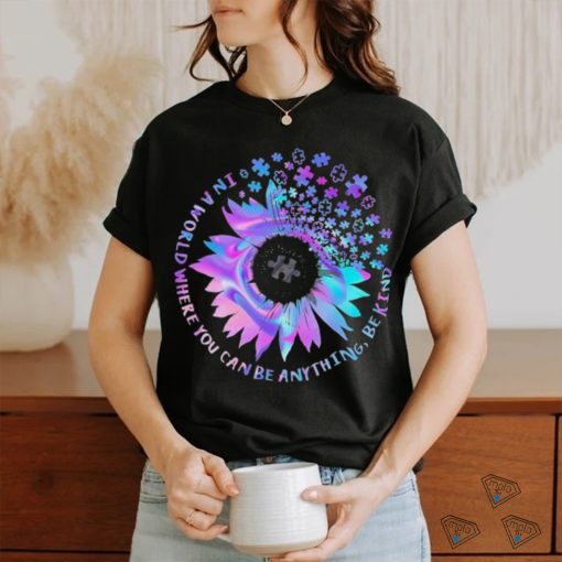 Tie Dye Be Kind Autism Awareness Kindness Sunflower Puzzle Shirt