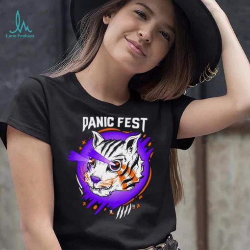 Tiger laser eyes panic fest shirt