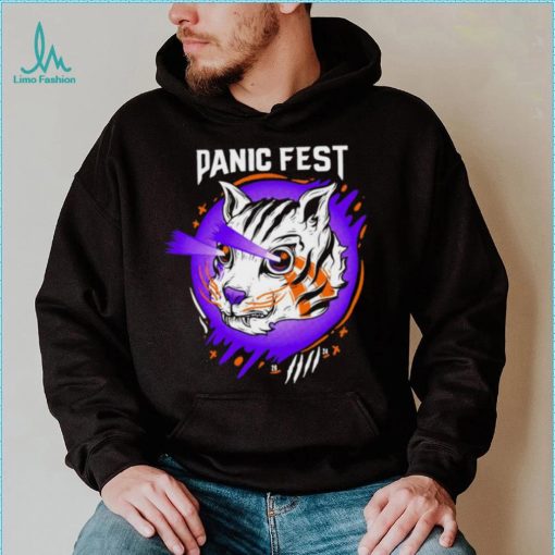 Tiger laser eyes panic fest shirt