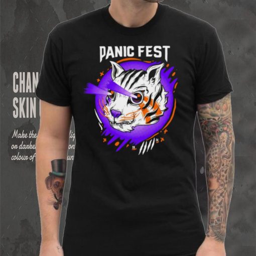 Tiger laser eyes panic fest shirt