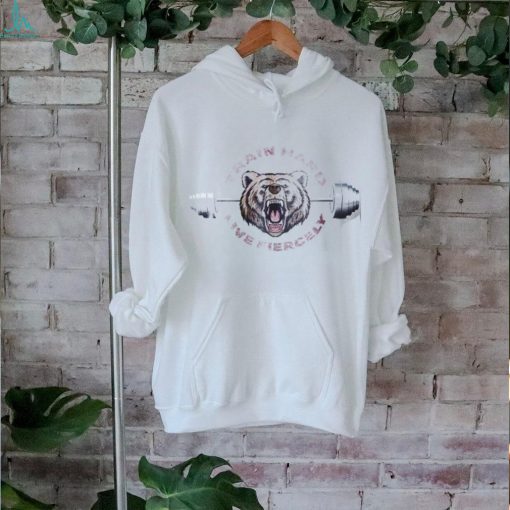 Train Hard Live Fiercely Bear with Barbell Gym T Shirt