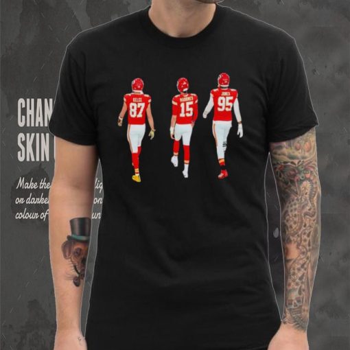 Travis Kelce Patrick Mahomes and Chris Jones walking shirt