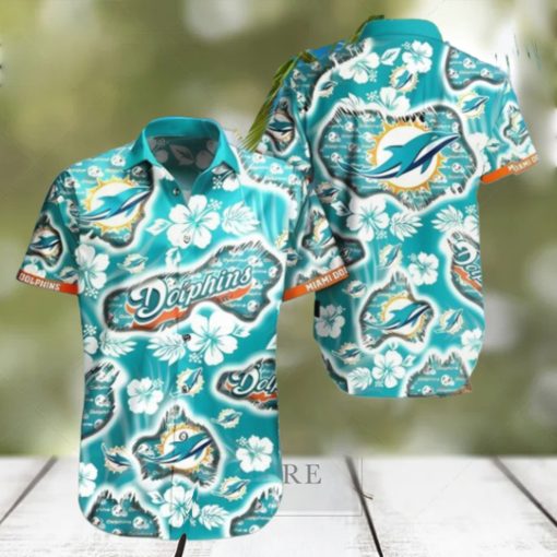 Tropical Hibiscus Flower Miami Dolphins NFL Hawaiian Shirt