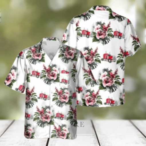 Trucker 3D Printed Hawaiian Shirt Gift Ideas For Summer Flower In White Backround