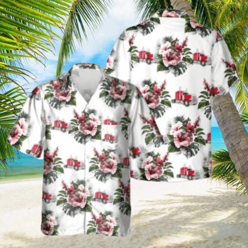 Trucker 3D Printed Hawaiian Shirt Gift Ideas For Summer Flower In White Backround