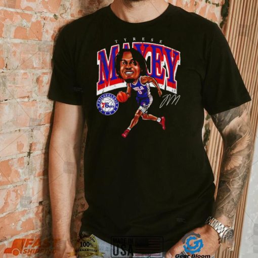 Tyrese Maxey Philadelphia 76ers cartoon caricature signature shirt