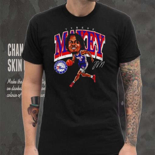 Tyrese Maxey Philadelphia 76ers cartoon caricature signature shirt