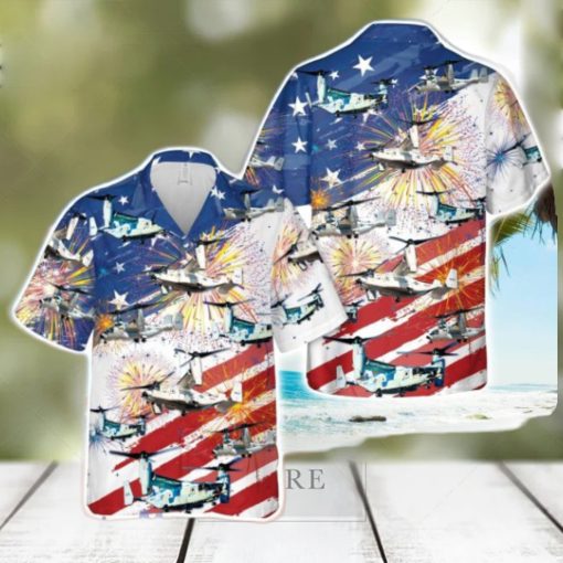 US Navy Bell Boeing CMV 22B Osprey, 4th Of July Tropical 3D Hawaiian Shirt US Navy Summer Gift