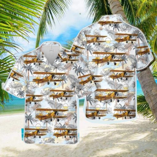 US Navy Boeing B75N1 Stearman N7520 Tropical 3D Hawaiian Shirt US Navy Summer Gift