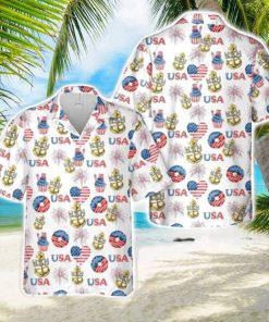 US Navy Chief Anchor, 4th Of July Tropical 3D Hawaiian Shirt US Navy Summer Gift