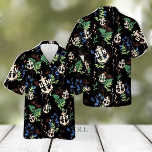 US Navy Chief BackBone Anchor Tropical 3D Hawaiian Shirt US Navy Summer Gift