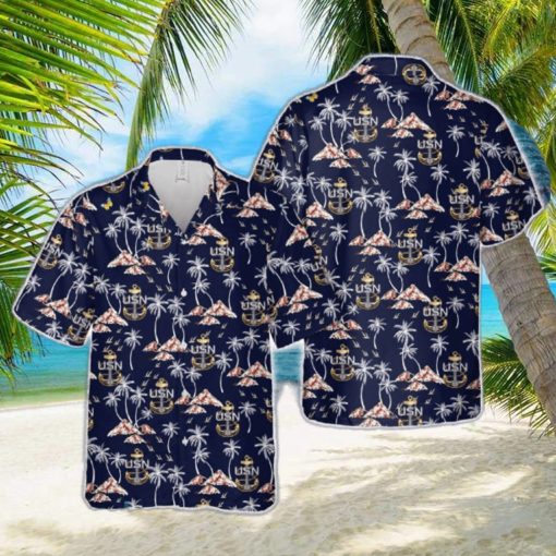 US Navy Chief Petty Officer Backbone Anchor Hawaiian Shirt Tropical Beach