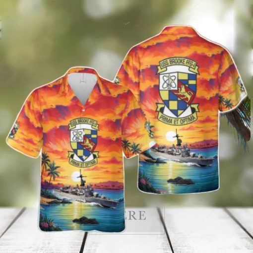 US Navy USS Brooke (FFG 1) Tropical 3D Hawaiian Shirt US Navy Summer Gift