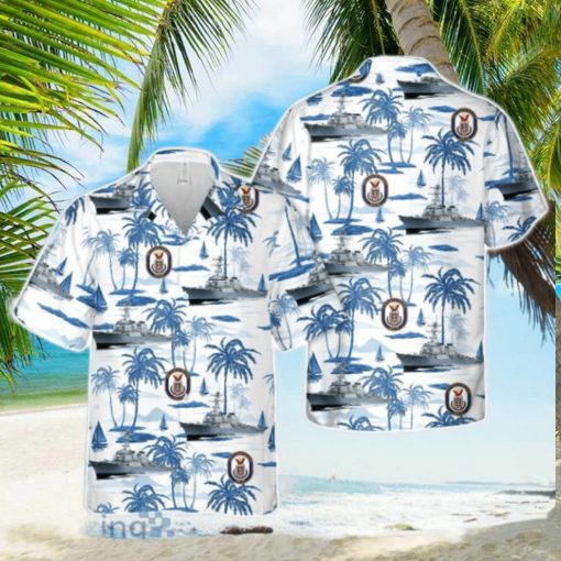 US Navy USS Curtis Wilbur (DDG 54) Arleigh Burke class guided missile destroyer Tropical 3D Hawaiian Shirt US Navy Summer Gift