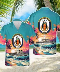 US Navy USS John S. McCain (DDG 56) Arleigh Burke class destroyer Tropical 3D Hawaiian Shirt US Navy Summer Gift