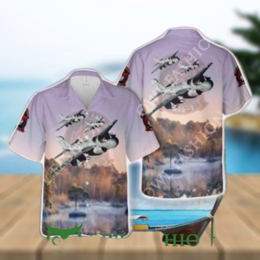 USMC Marine Tactical Electronic Warfare Squadron 2 Death Jesters EA 6B Prowler Hawaiian Shirt