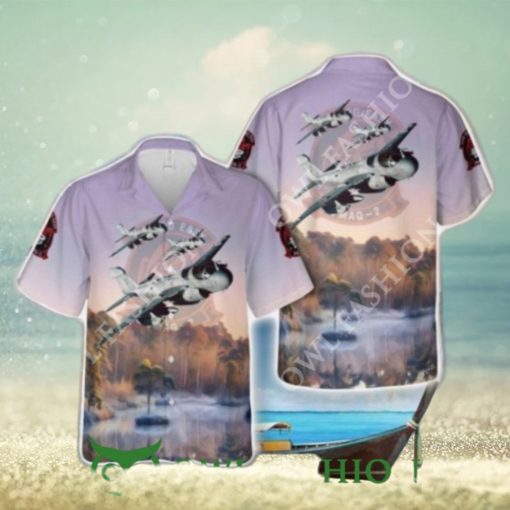 USMC Marine Tactical Electronic Warfare Squadron 2 Death Jesters EA 6B Prowler Hawaiian Shirt