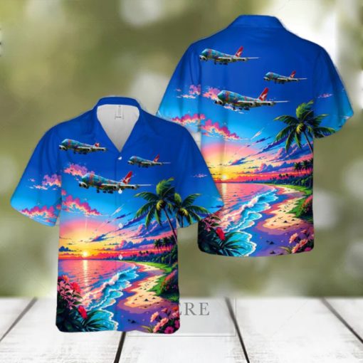 VH EBU Boeing 747 Qantas in  Nalanji Dreaming  Colours Hawaiian Shirt