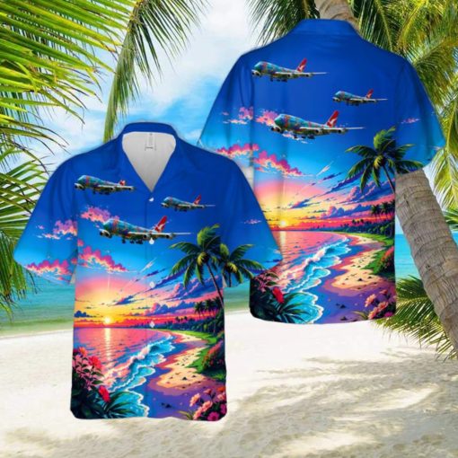 VH EBU Boeing 747 Qantas in  Nalanji Dreaming  Colours Hawaiian Shirt