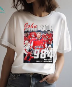 Washington Capitals John Carlson 984 most games played by a defenseman shirt