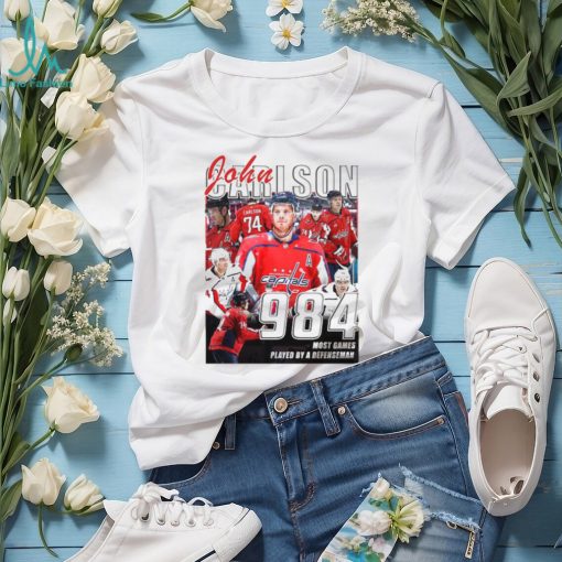 Washington Capitals John Carlson 984 most games played by a defenseman shirt