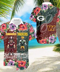 Washington Commanders VS NFL Green Bay Packers Mascot Palm Beach Hawaiian Shirt For Men And Women